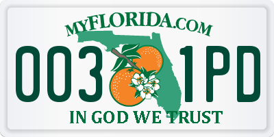 FL license plate 0031PD