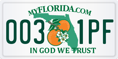 FL license plate 0031PF