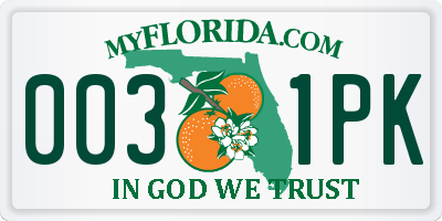 FL license plate 0031PK
