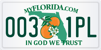 FL license plate 0031PL