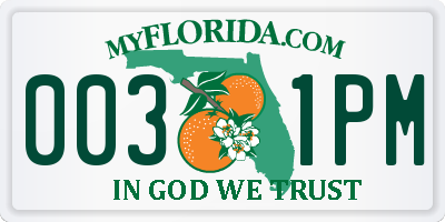 FL license plate 0031PM