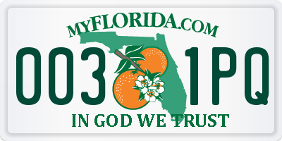 FL license plate 0031PQ