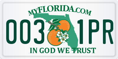 FL license plate 0031PR