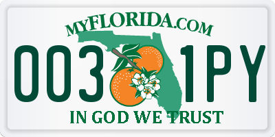 FL license plate 0031PY