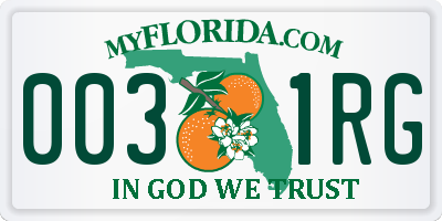 FL license plate 0031RG