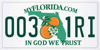 FL license plate 0031RI