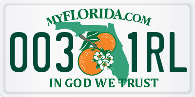 FL license plate 0031RL