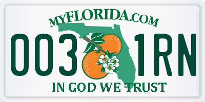 FL license plate 0031RN