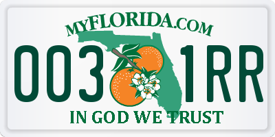 FL license plate 0031RR