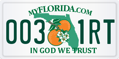 FL license plate 0031RT