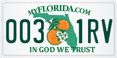 FL license plate 0031RV