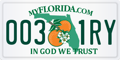 FL license plate 0031RY