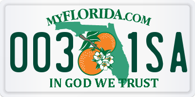 FL license plate 0031SA
