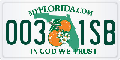 FL license plate 0031SB