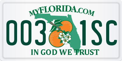 FL license plate 0031SC