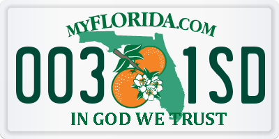 FL license plate 0031SD