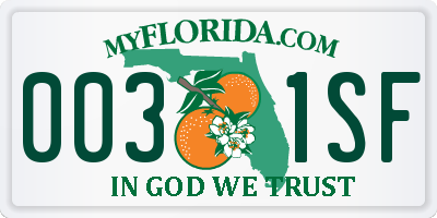 FL license plate 0031SF