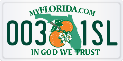 FL license plate 0031SL