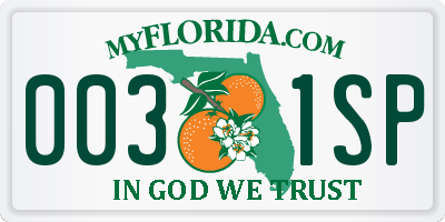 FL license plate 0031SP