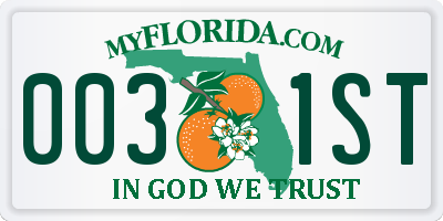 FL license plate 0031ST