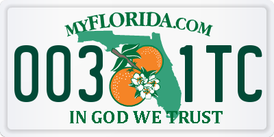 FL license plate 0031TC