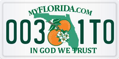 FL license plate 0031TO