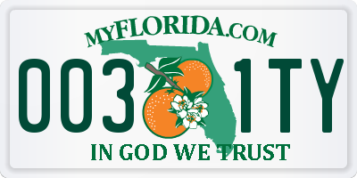 FL license plate 0031TY