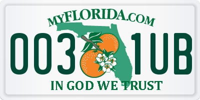 FL license plate 0031UB