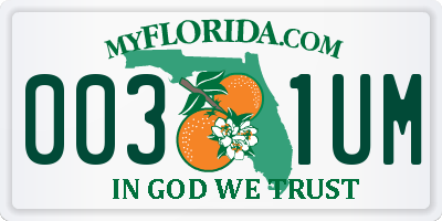 FL license plate 0031UM