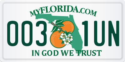 FL license plate 0031UN