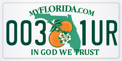 FL license plate 0031UR