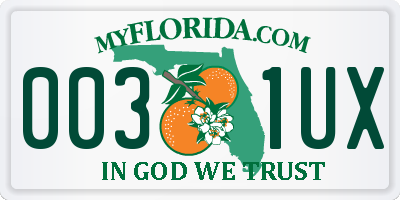 FL license plate 0031UX