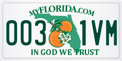 FL license plate 0031VM