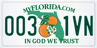 FL license plate 0031VN