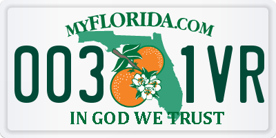 FL license plate 0031VR