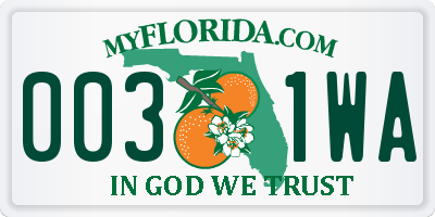 FL license plate 0031WA