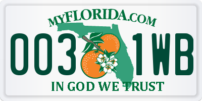 FL license plate 0031WB