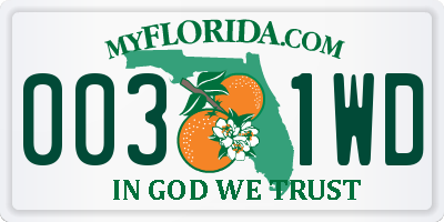 FL license plate 0031WD