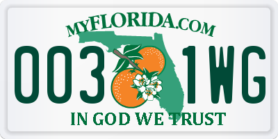 FL license plate 0031WG