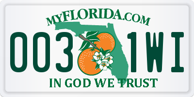 FL license plate 0031WI