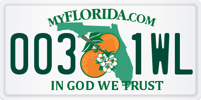 FL license plate 0031WL