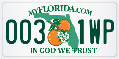 FL license plate 0031WP