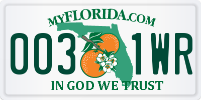 FL license plate 0031WR