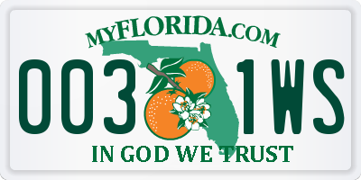 FL license plate 0031WS