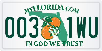 FL license plate 0031WU