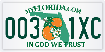 FL license plate 0031XC