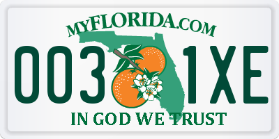 FL license plate 0031XE