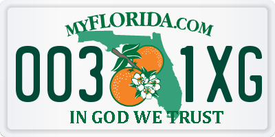 FL license plate 0031XG