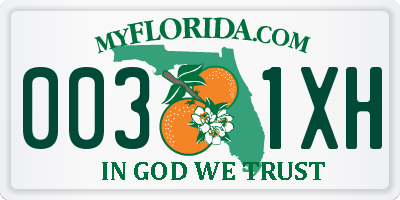 FL license plate 0031XH