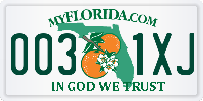 FL license plate 0031XJ